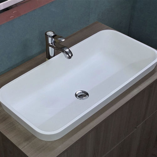Halbeinbauwaschbecken - FIDIA - COMPAB - Corian® / rechteckig / modern