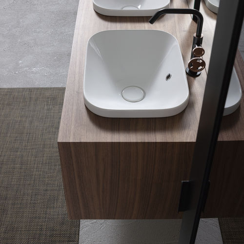 Halbeinbauwaschbecken - MOVADO - COMPAB - Keramik / rechteckig / modern