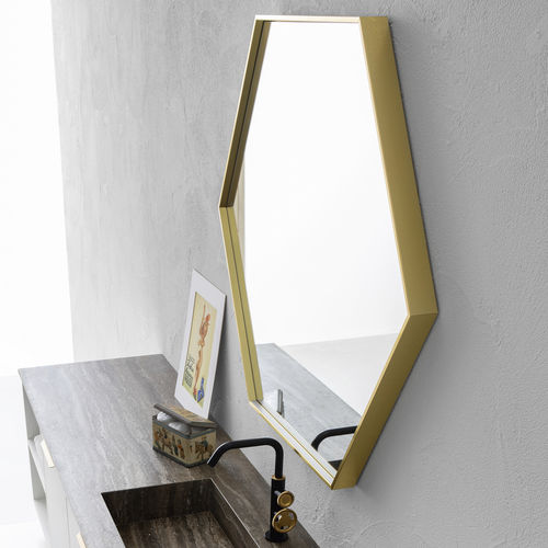 Wandmontierter Spiegel für Badezimmer - ORO - COMPAB - modern / gold / LED-beleuchtet