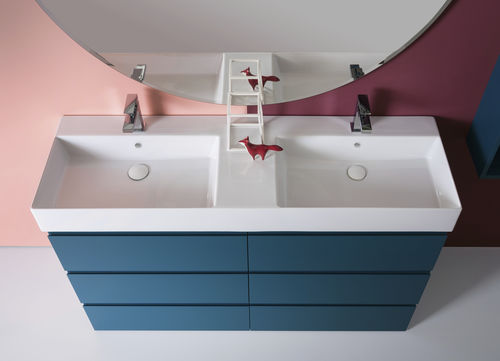 Konsole Waschbecken - ELEGANCE - COMPAB - Keramik / Mischbatterie / doppelt