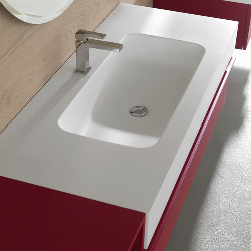 Einbauwaschbecken - ENIGMA - COMPAB - Corian® / Mischbatterie / rechteckig