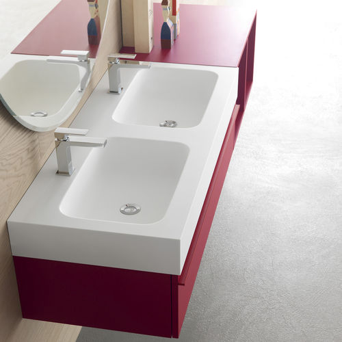 Einbauwaschbecken - ENIGMA - COMPAB - Corian® / Mischbatterie / doppelt