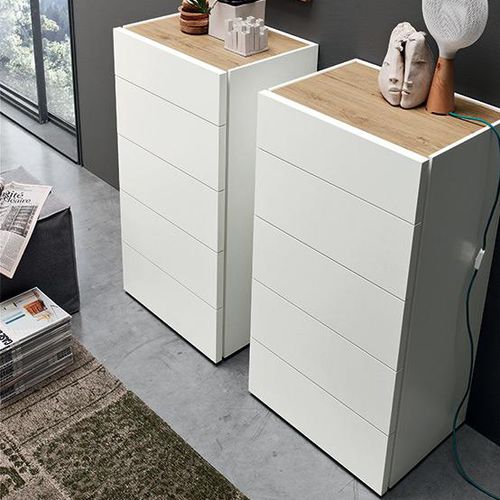 Moderner Chiffonnier - EDEN - Maronese - lackiertes Holz / Esche / weiß