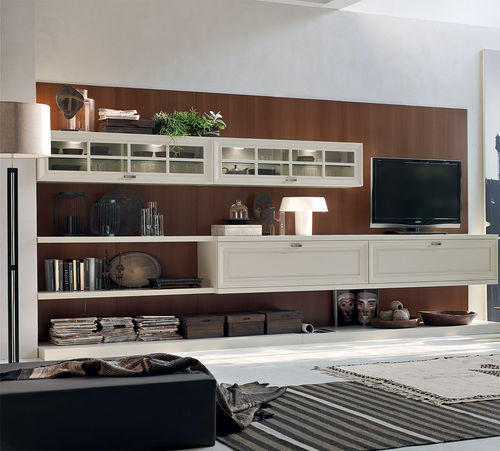 Moderne Wohnwand - MU455 - Maronese - lackiertes Holz / Nussbaum