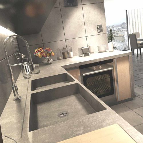 Arbeitsplatte / UHPC Ductal© Beton - EPAISSEUR 5 - BALIAN BETON Atelier - für Küche