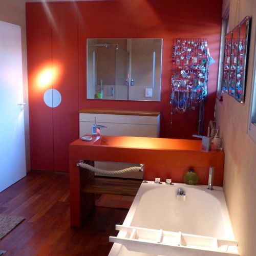 Freistehender Waschtisch-Unterschrank - DOUBLE PENTE - BALIAN BETON Atelier - Zement / modern