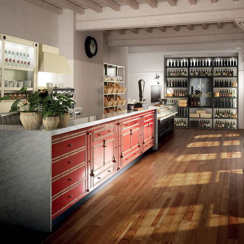 Bartheke - TOSCANA - Frigomeccanica - Holz / Edelstahl / gerade