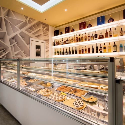 Verkaufskühlvitrine - TWIN - Frigomeccanica - für Konditoreien / Edelstahl / mit Tür