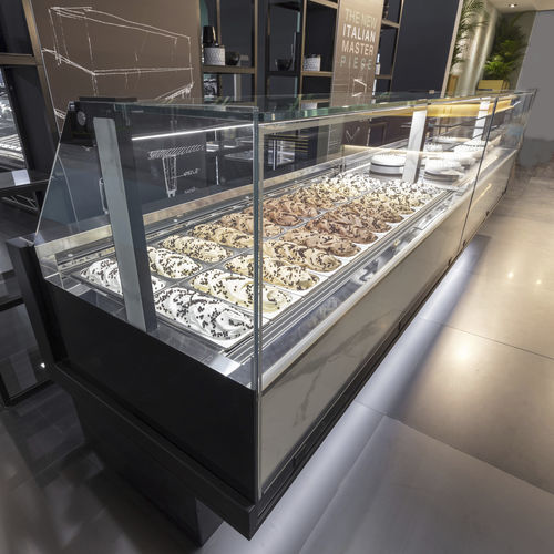 Verkaufskühlvitrine - EVOLUTION P100 - Frigomeccanica - für Einzelhandel / Edelstahl / farbig