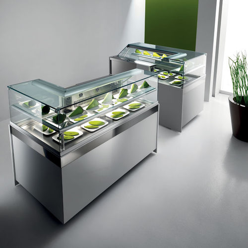 Verkaufskühlvitrine - CORNER - Frigomeccanica - für Konditoreien / Edelstahl / mit Tür