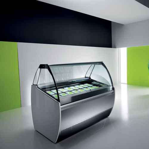 Verkaufskühlvitrine - ALBA - Frigomeccanica - für Einzelhandel / Edelstahl / mit Schiebetür