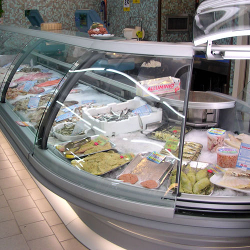 Verkaufskühlvitrine - MIRAGE PESCE - Frigomeccanica - für Einzelhandel / Edelstahl / mit Tür