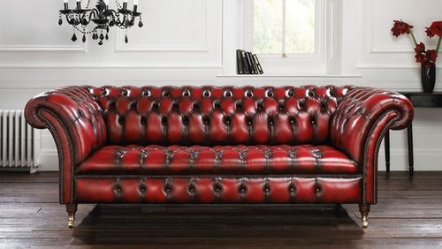 Chesterfield-Sofa - BLENHEIM  - distinctive chesterfields - Leder / rot / 3 Plätze