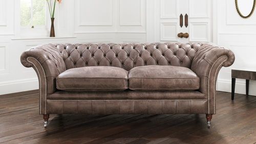 Chesterfield-Sofa - DRUMMOND - distinctive chesterfields - Leder / braun / Zweisitzer