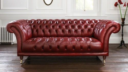 Chesterfield-Sofa - GOODWOOD  - distinctive chesterfields - Leder / rot / Zweisitzer