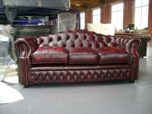 Chesterfield-Sofa - BUCKINGHAM 3 SEAT - distinctive chesterfields - Leder / rot / 3 Plätze