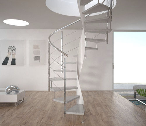 Spindeltreppe - Wind - CAST DESIGN - Holzstufen / Glasstufen / mit Metallstruktur