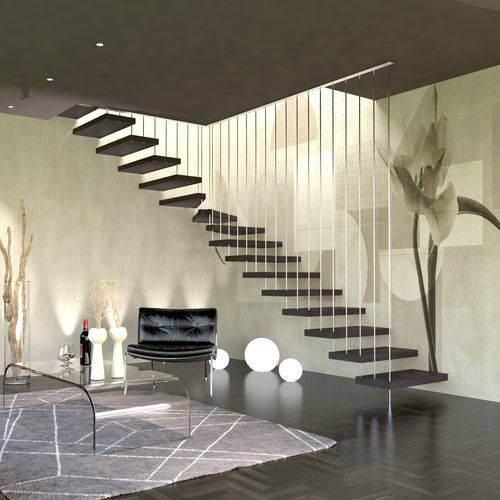 Viertelgewendelte Treppe - Swing Vertikal - CAST DESIGN - Holzstufen / mit Metallstruktur / für Privatgebrauch