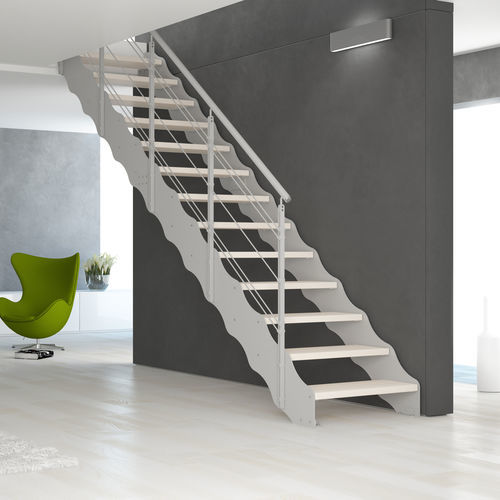 Gerade Treppe - Link Wave - CAST DESIGN - Holzstufen / mit Metallstruktur / für Privatgebrauch