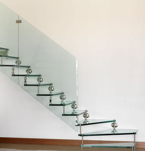 Viertelgewendelte Treppe - Swing Light Infinity - CAST DESIGN - Glasstufen / mit Edelstahlstruktur / für Privatgebrauch