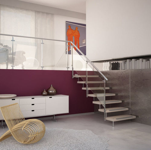 Gerade Treppe - Swing View - CAST DESIGN - Holzstufen / mit Metallstruktur / für Privatgebrauch