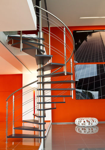 Wendeltreppe - K8 Jazz  - CAST DESIGN - Holzstufen / mit Edelstahlstruktur / für Privatgebrauch