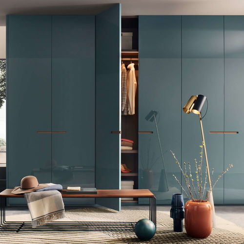 Moderner Kleiderschrank - ELEGANT  - LEMA Home - Eiche / hochglanzlackiertes Holz / Metall