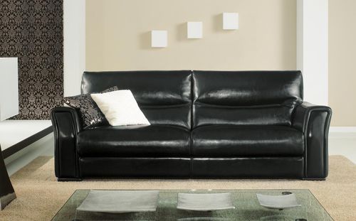 Klassisches Sofa - LIVERPOOL - Poles Salotti - Leder / schwarz / 3 Plätze
