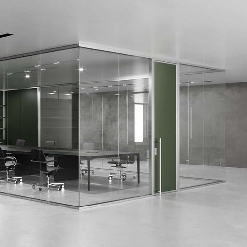 Abnehmbare Trennwand - K82 - Frezza - Schiebe / mit Glasfront / Melamin