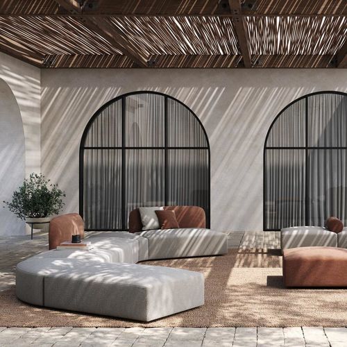 Modernes Lounge-Gartenmöbel - ALPLUS - Frezza - minimalistisches Design / Nylon / Kunstleder