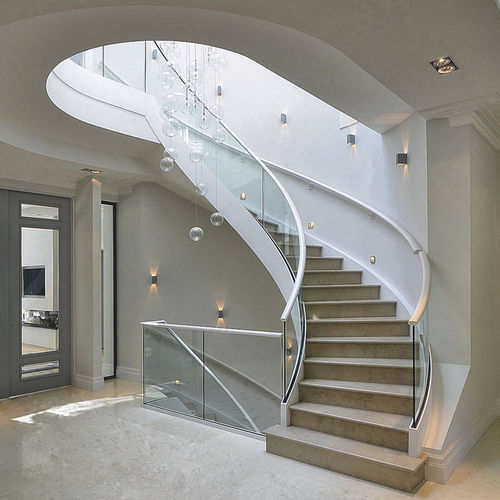 Spindeltreppe - HAVEN - elite metalcraft - Steinstufen / mit Glasstruktur / modern
