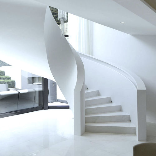 Spindeltreppe - BURGHLEY - elite metalcraft - Steinstufen / mit Betonstruktur / modern
