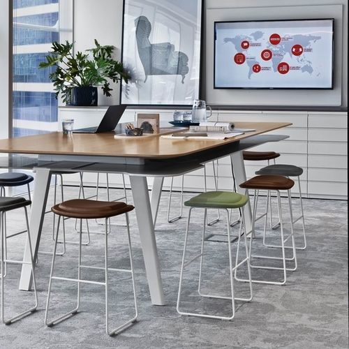 Moderner Barhocker - HI PAD - Cappellini - Leder / Stoff / Gestell aus rostfreiem Edelstahl