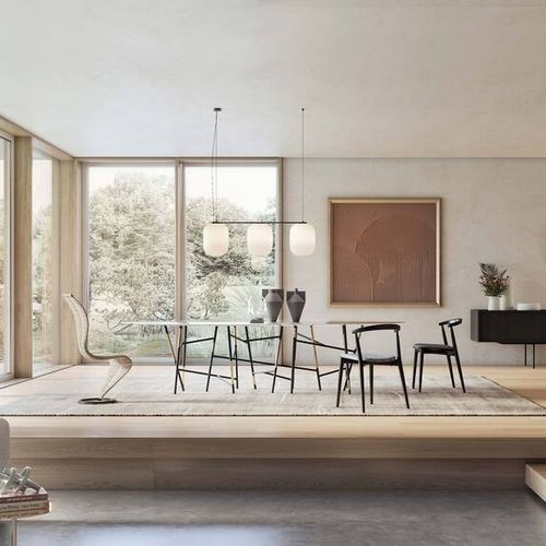 Moderner Esstisch - MILLEPIEDI - Cappellini - Holz / Marmor / Gestell aus Metall