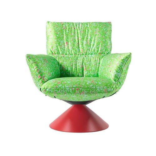 Moderner Sessel - HAPPY LUD'O - Cappellini - Satin / mit Fußstütze / rot