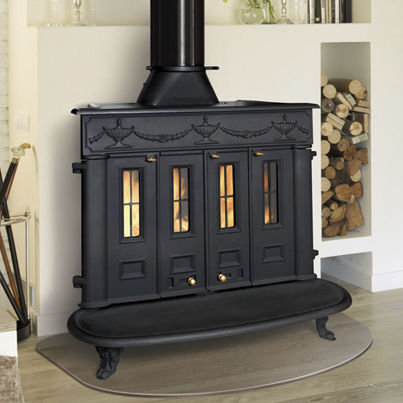 Holz-Kaminofen - FRANKLIN 82 - HERGÓM - 10 kW...20 kW / auf Füßen / traditionell