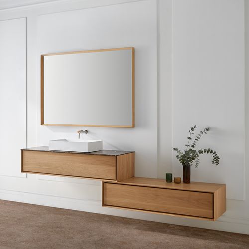 Wandhängender Waschtisch-Unterschrank - PRENN - Naxani - Holz / Marmor / modern