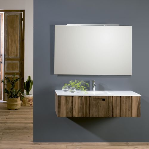 Wandhängender Waschtisch-Unterschrank - VALNÖT - Naxani - Massivholz / Marmor / modern