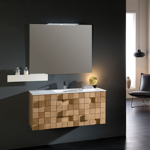 Wandhängender Waschtisch-Unterschrank - GRID - Naxani - Holz / modern / mit Schubladen