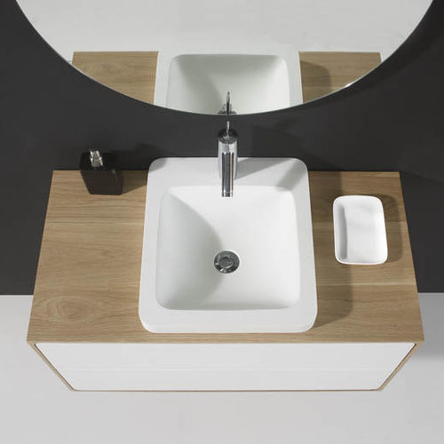 Wandhängender Waschtisch-Unterschrank - PUMA - Naxani - Holz / Mineralwerkstoff / modern