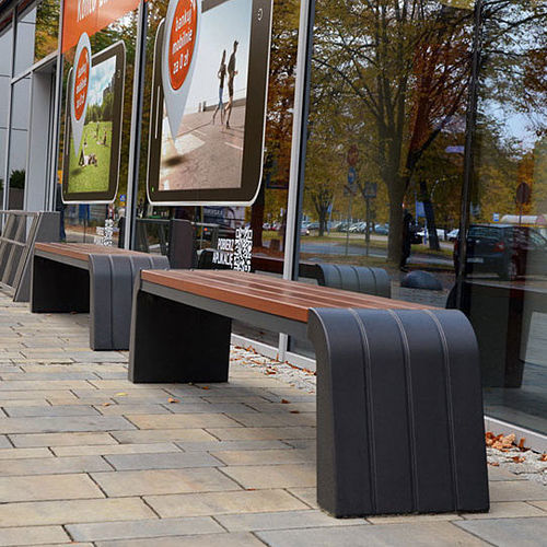 Moderne Bank für den öffentlichen Raum - VEGA  - Komserwis Sp. z o.o. - Holz / Beton / aus lackiertem Stahl