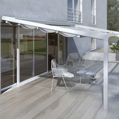 Angebaute Pergola - A100 LUX - KE Outdoor Design - Aluminium / Faltdach / einziehbar
