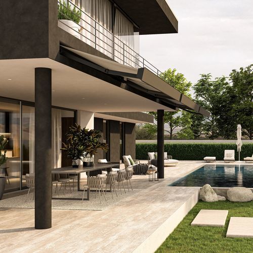 Fallarmmarkise - INCA - KE Outdoor Design - motorisiert / für Gewerbegebrauch / für Terrasse