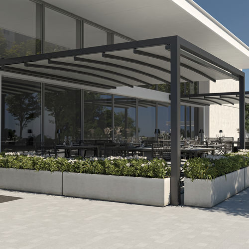 Angebaute Pergola - KEPLAN A - KE Outdoor Design - selbsttragend / Aluminium / Stoff