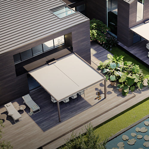 Angebaute Pergola - PHOENIX FREE - Pratic S.p.A - selbsttragend / Aluminium / Faltdach