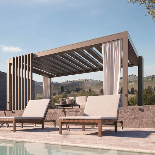 Angebaute Pergola - CARRERA S - Pratic S.p.A - selbsttragend / Aluminium / mit orientierbaren Lamellen