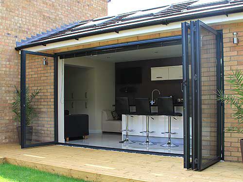 Schiebe-Stapel-Terrassentür - SF55 - I D Systems - faltbar / Aluminium / mit Doppelverglasung