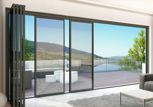 Schiebe-Stapel-Terrassentür - VISTALINE - I D Systems - Aluminium / mit Doppelverglasung / Sicherheit