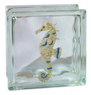 Quadratischer Glasbaustein - ART : SEAHORSE - Pittsburgh Corning - farbig