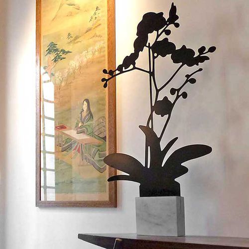 Carrara-Marmor-Skulptur - ORCHID - Logical Space design - Aluminium / freistehend / weiß